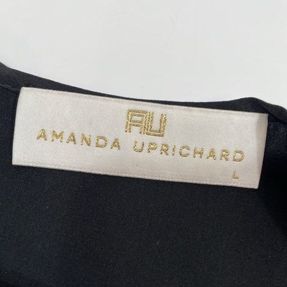 Amanda Uprichard Top Blouse Size L Black Silk Long Sleeve Asymmetrical Hem EUC - Picture 7 of 8